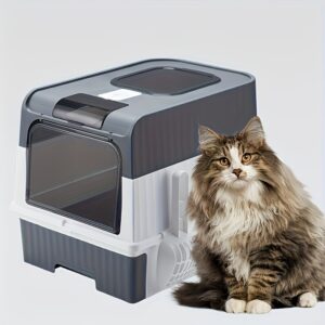 Cat litter box - fully enclosed, extra-large with drawer, splash-proof, odor-isolating, easy to clean