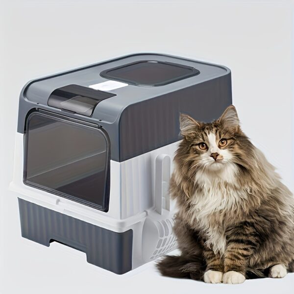 Cat litter box - fully enclosed, extra-large with drawer, splash-proof, odor-isolating, easy to clean